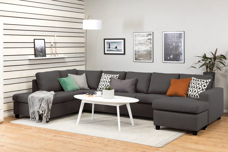 Crazy 5-istuttava Vasenkätinen U-muotoinen X-Large Sohva Divaanilla ja Divaanituolilla Kankaalla - Tummanharmaa - Huonekalut - Sohva - U-Sohva
