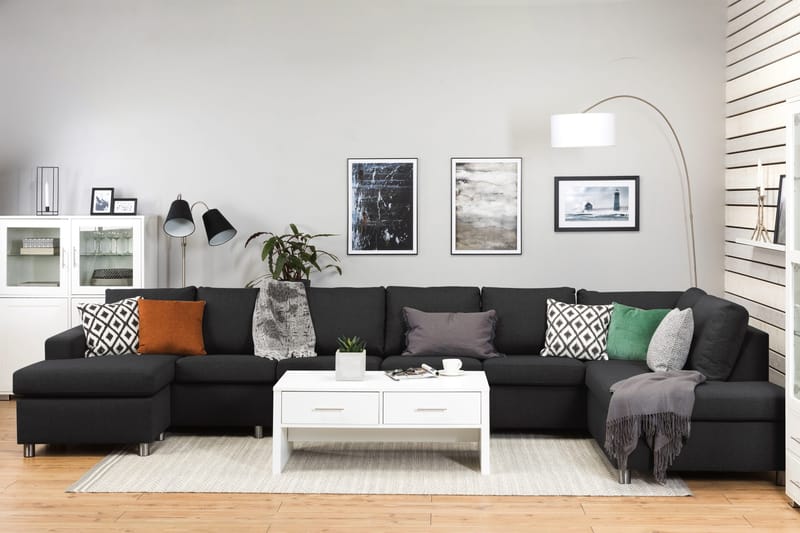 Crazy 6-istuttava Oikeakätinen U-muotoinen XX-Large Sohva Divaanilla ja Divaanituolilla Kankaalla - Antrasiitti - Huonekalut - Sohva - U-Sohva