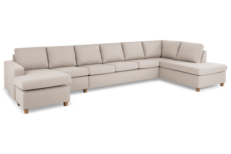 Crazy 6-istuttava Oikeakätinen U-muotoinen XX-Large Sohva Divaanilla ja Divaanituolilla Kankaalla - Beige - Huonekalut - Sohva - Divaanisohva
