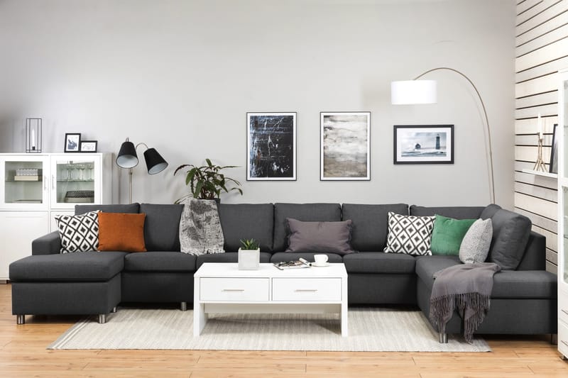 Crazy 6-istuttava Oikeakätinen U-muotoinen XX-Large Sohva Divaanilla ja Divaanituolilla Kankaalla - Tummanharmaa - Huonekalut - Sohva - U-Sohva