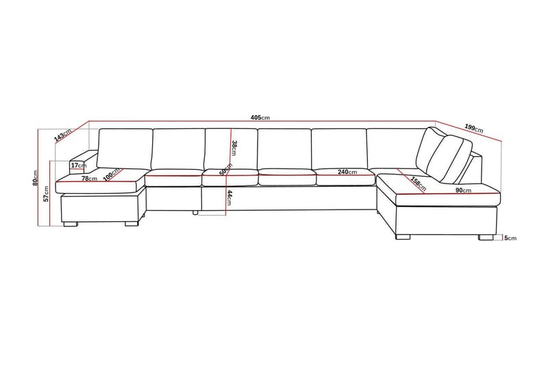 Crazy 6-istuttava Oikeakätinen U-muotoinen XX-Large Sohva Divaanilla ja Divaanituolilla Kankaalla - Tummanharmaa - Huonekalut - Sohva - U-Sohva