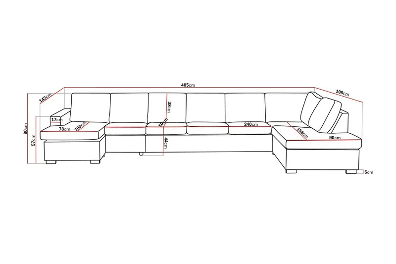 Crazy 6-istuttava Oikeakätinen U-muotoinen XX-Large Sohva Divaanilla ja Divaanituolilla Kankaalla - Tummanharmaa - Huonekalut - Sohva - U-Sohva