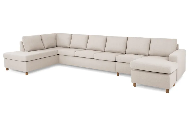 Crazy 6-istuttava Vasenkätinen U-muotoinen XX-Large Sohva Divaanilla ja Divaanituolilla Kankaalla - Beige - Huonekalut - Sohva - U-Sohva