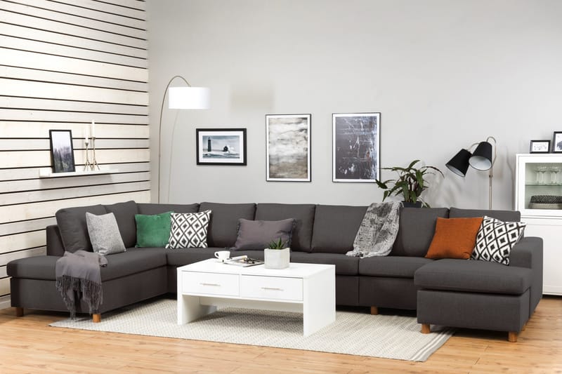 Crazy 6-istuttava Vasenkätinen U-muotoinen XX-Large Sohva Divaanilla ja Divaanituolilla Kankaalla - Tummanharmaa - Huonekalut - Sohva - U-Sohva