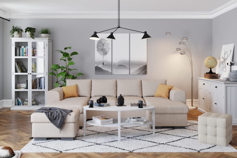 Link 4-istuttava U-muotoinen Sohva Kaksoisdivaanilla Kankaasta - Beige - Huonekalut - Sohva - U-Sohva