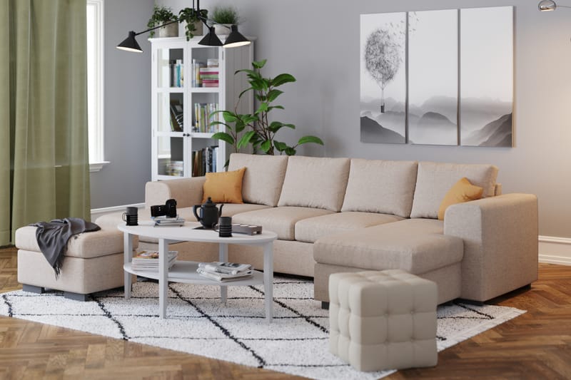 Link 4-istuttava U-muotoinen Sohva Kaksoisdivaanilla Kankaasta - Beige - Huonekalut - Sohva - U-Sohva