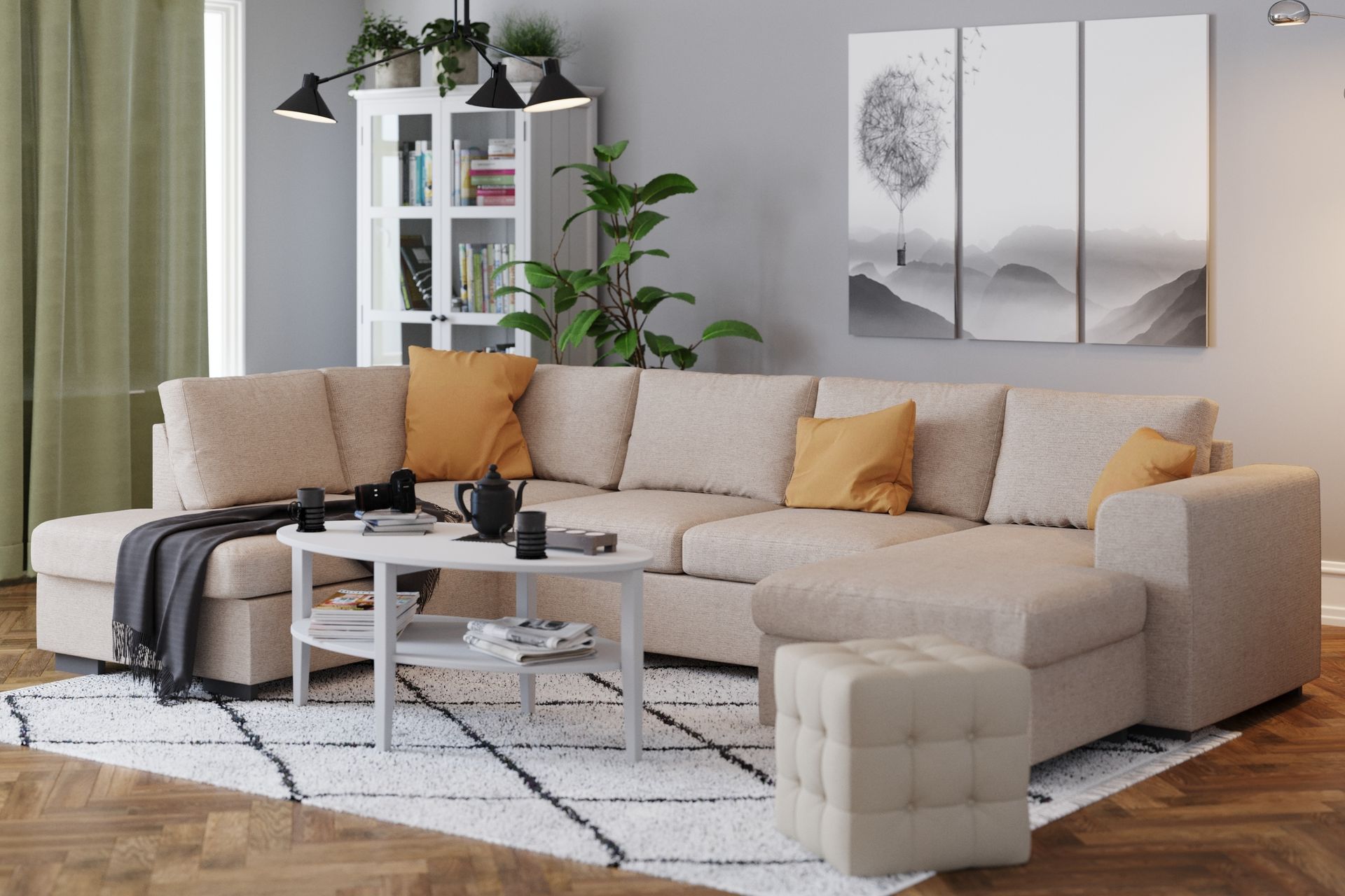 Link 4-istuttava Vasenkätinen U-muotoinen X-Large Sohva Divaanilla ja Divaaniosalla Kankaasta - Beige - Huonekalut - Sohva - U-Sohva
