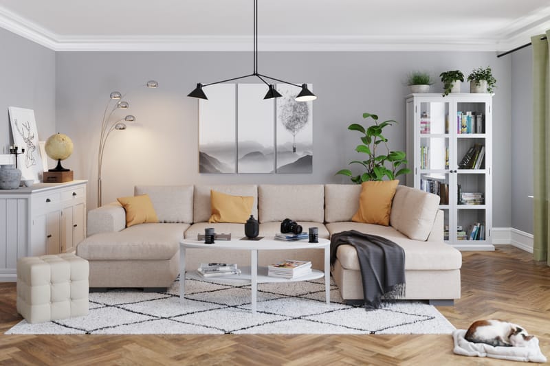 Link 5-istuttava Oikeakätinen U-muotoinen XX-Large Sohva Divaanilla ja Divaaniosalla Kankaasta - Beige - Huonekalut - Sohva - U-Sohva