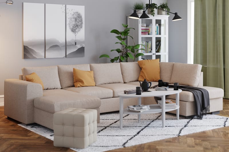 Link 5-istuttava Oikeakätinen U-muotoinen XX-Large Sohva Divaanilla ja Divaaniosalla Kankaasta - Beige - Huonekalut - Sohva - U-Sohva