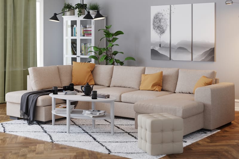Link 5-istuttava Vasenkätinen U-muotoinen XX-Large Sohva Divaanilla ja Divaaniosalla Kankaasta - Beige - Huonekalut - Sohva - U-Sohva