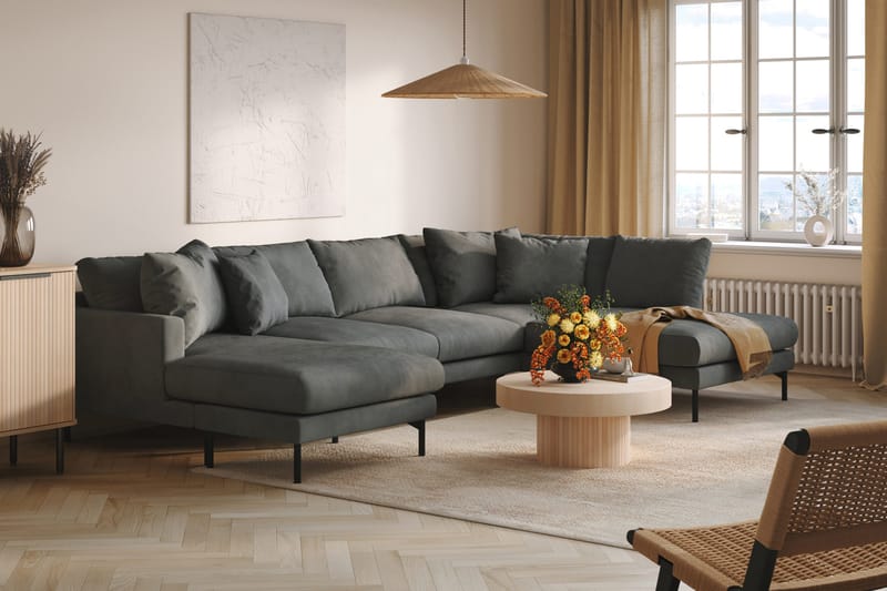 Menard 4-istuttava Oikeakätinen Suuri U-muotoinen Syvä Sohva Divaanilla ja Divaaniosalla Manchesterista - Harmaa - Huonekalut - Sohva - U-Sohva