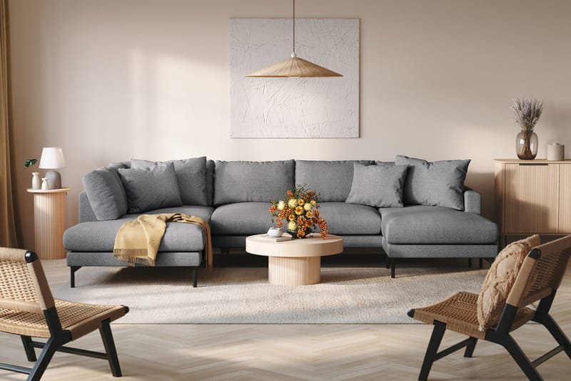 Menard 4-istuttava Vasenkätinen Suuri U-muotoinen Syvä Sohva Divaanilla ja Divaaniosalla Kankaasta - Tummanharmaa - Huonekalut - Sohva - U-Sohva