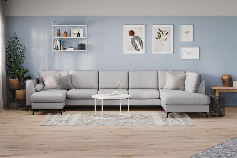 Ocean Lyx 6-istuttava Oikeakätinen U-muotoinen Sohva Divaanilla ja Divaanituolilla + Rahi Kankaalla - Harmaa - Huonekalut - Sohva - U-Sohva