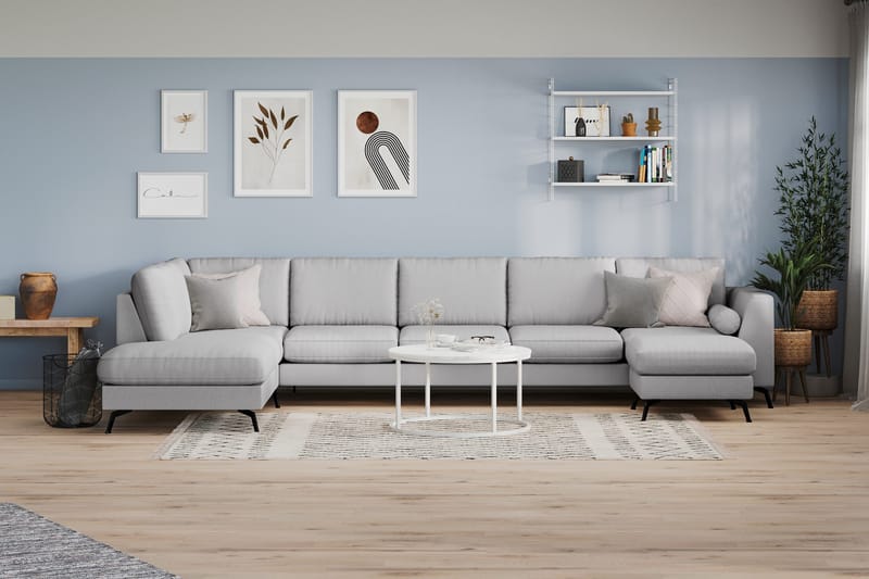 Ocean Lyx 6-istuttava Vasenkätinen U-muotoinen Sohva Divaanilla ja Divaanituolilla + Rahi Kankaalla - Harmaa - Huonekalut - Sohva - U-Sohva