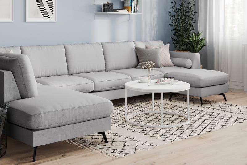 Ocean Lyx 6-istuttava Vasenkätinen U-muotoinen Sohva Divaanilla ja Divaanituolilla + Rahi Kankaalla - Harmaa - Huonekalut - Sohva - U-Sohva