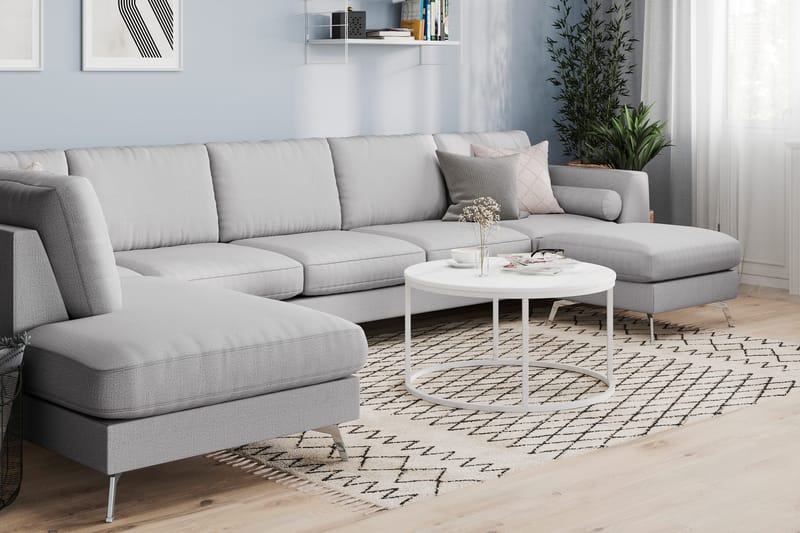 Ocean Lyx 6-istuttava Vasenkätinen U-muotoinen Sohva Divaanilla ja Divaanituolilla + Rahi Kankaalla - Harmaa - Huonekalut - Sohva - U-Sohva