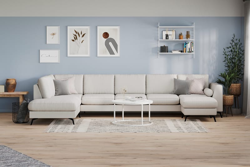 Ocean Lyx 6-istuttava Vasenkätinen U-muotoinen Sohva Divaanilla ja Divaanituolilla + Rahi Kankaalla - Vaaleanharmaa - Huonekalut - Sohva - U-Sohva