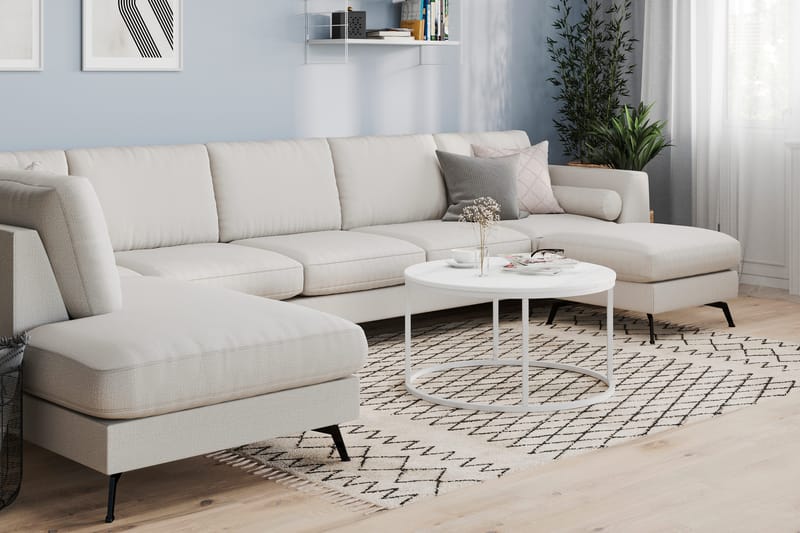 Ocean Lyx 6-istuttava Vasenkätinen U-muotoinen Sohva Divaanilla ja Divaanituolilla + Rahi Kankaalla - Vaaleanharmaa - Huonekalut - Sohva - U-Sohva