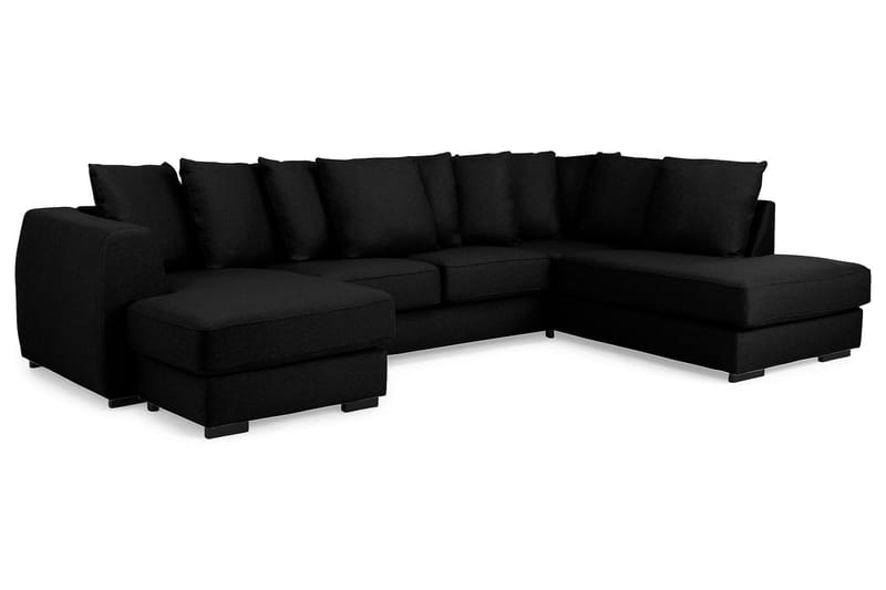 Optus 4-istuttava Oikeakätinen U-muotoinen Sohva Divaanilla ja Divaanituolilla Kankaalla sis. Kirjekuorityynyt - Musta - Huonekalut - Sohva - U-Sohva