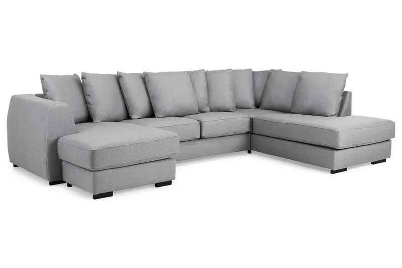 Optus 4-istuttava Oikeakätinen U-muotoinen Sohva Divaanilla ja Divaanituolilla Kankaalla sis. Kirjekuorityynyt - Vaaleanharmaa - Huonekalut - Sohva - U-Sohva