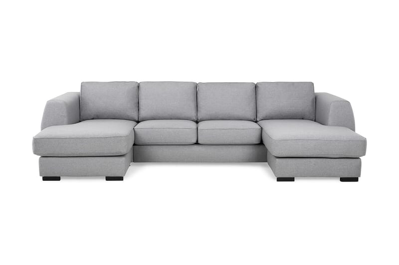 Optus 4-istuttava U-muotoinen Sohva Kaksoisdivaanilla Kankaalla, Vaaleanharmaa