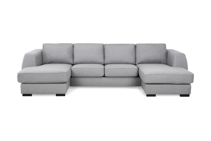 Optus 4-istuttava U-muotoinen Sohva Kaksoisdivaanilla Kankaalla, Vaaleanharmaa