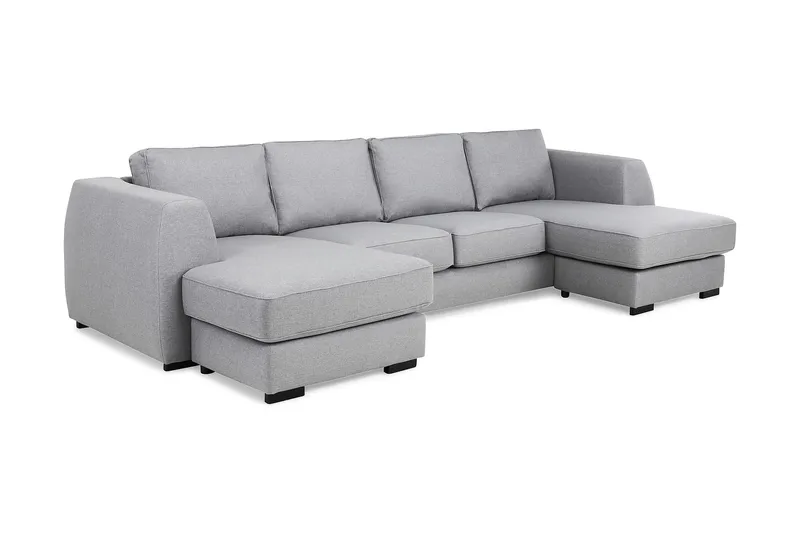 Optus 4-istuttava U-muotoinen Sohva Kaksoisdivaanilla Kankaalla - Vaaleanharmaa - Huonekalut - Sohva - U-Sohva