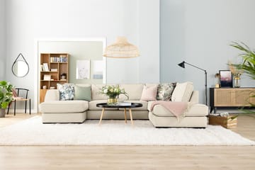 Optus 6-istuttava Oikeakätinen U-muotoinen Large Sohva Divaanilla ja Divaanituolilla Kankaalla - Beige - Huonekalut - Sohva - Divaanisohva