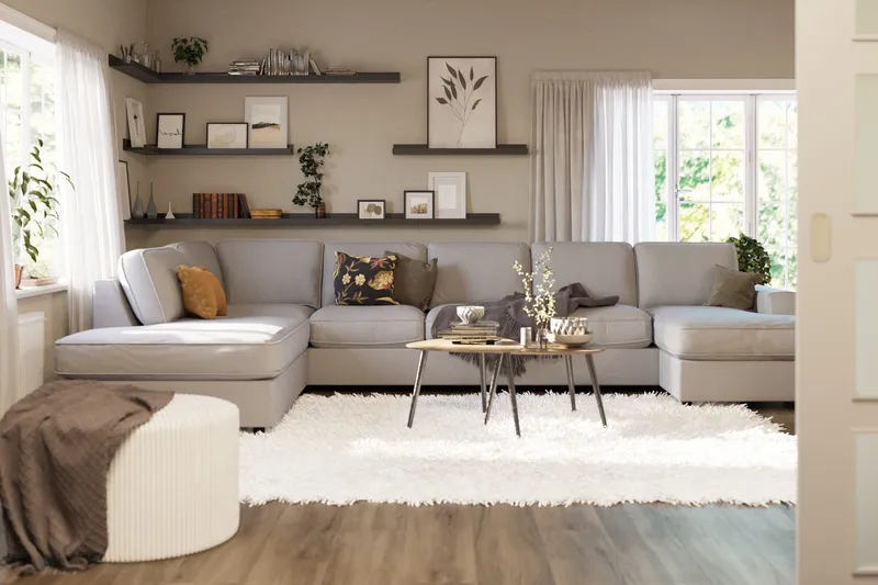 Optus Lyx 6-istuttava Vasenkätinen U-muotoinen Large Sohva Divaanilla ja Divaaniosalla Kankaasta - Harmaa - Huonekalut - Sohva - U-Sohva