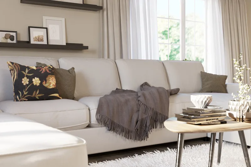 Optus Lyx 6-istuttava Vasenkätinen U-muotoinen Large Sohva Divaanilla ja Divaaniosalla Kankaasta - Vaaleanharmaa - Huonekalut - Sohva - U-Sohva