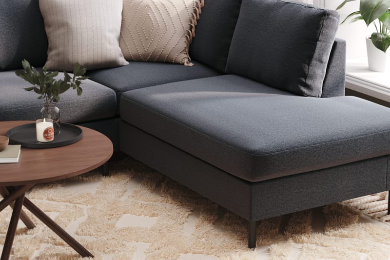 Peppe 4-istuttava Oikeakätinen U-muotoinen Sohva Divaanilla ja Divaaniosalla Kankaasta - Tummanharmaa - Huonekalut - Sohva - U-Sohva