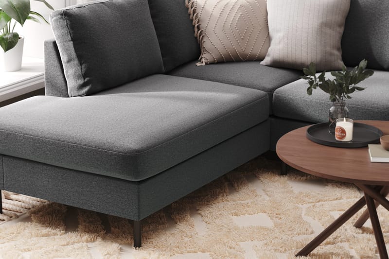 Peppe 4-istuttava Vasenkätinen U-muotoinen Sohva Divaanilla ja Leponurkkauksella Kankaasta - Vaaleanharmaa - Huonekalut - Sohva - U-Sohva