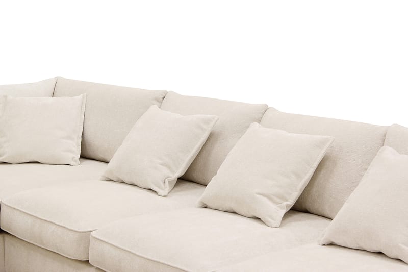 Rossita Lyx 6-istuttava Vasenkätinen U-muotoinen Extra syvä Sohva Divaanilla ja Lepotuoliosalla Chenille-kankaalla - Beige - Huonekalut - Sohva - U-Sohva