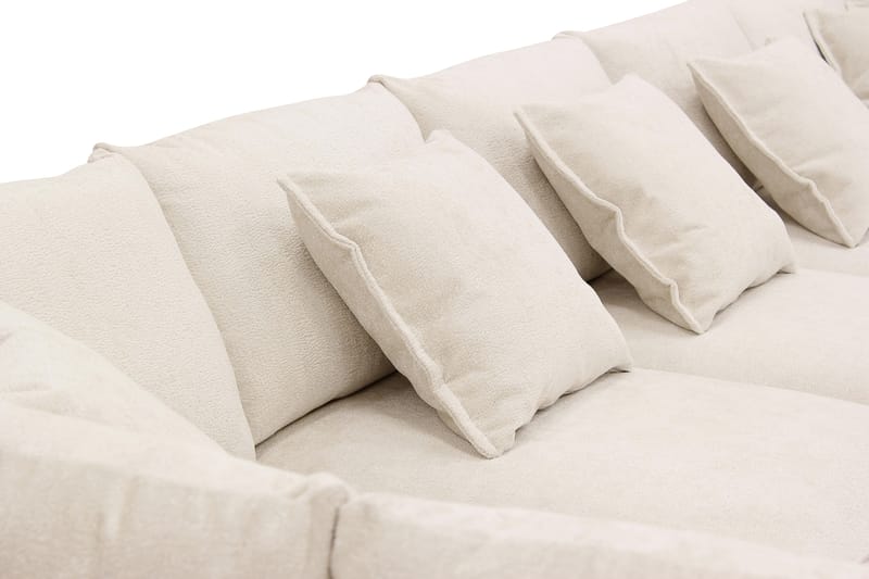 Rossita Lyx 6-istuttava Vasenkätinen U-muotoinen Extra syvä Sohva Divaanilla ja Lepotuoliosalla Chenille-kankaalla - Beige - Huonekalut - Sohva - U-Sohva