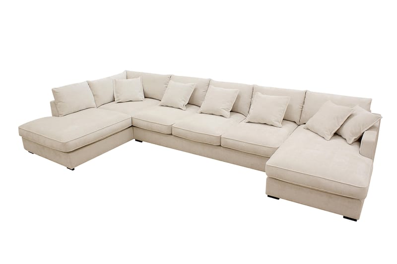 Rossita Lyx 6-istuttava Vasenkätinen U-muotoinen Extra syvä Sohva Divaanilla ja Lepotuoliosalla Chenille-kankaalla - Beige - Huonekalut - Sohva - U-Sohva