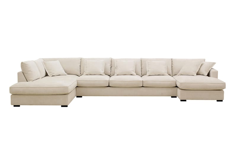 Rossita Lyx 6-istuttava Vasenkätinen U-muotoinen Extra syvä Sohva Divaanilla ja Lepotuoliosalla Chenille-kankaalla, Beige