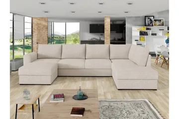Taberk sohva divaanilla ja säilytystuolilla, 4-ist. - Beige - Huonekalut - Sohva - U-Sohva