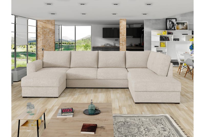 Taberk sohva divaanilla ja säilytystuolilla, 4-ist. - Beige - Huonekalut - Sohva - U-Sohva