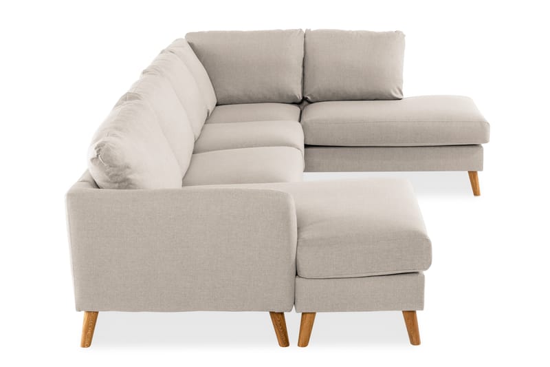 Trend 4-istuttava Oikeakätinen U-muotoinen Sohva Divaanilla ja Leponurkkauksella Kankaasta - Beige - Huonekalut - Sohva - U-Sohva