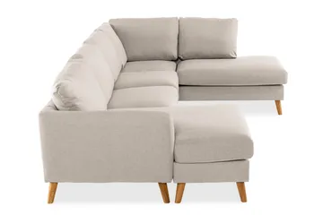 Trend 4-istuttava Oikeakätinen U-muotoinen Sohva Divaanilla ja Leponurkkauksella Kankaasta - Beige - Huonekalut - Sohva - U-Sohva