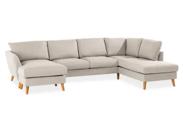 Trend 4-istuttava Oikeakätinen U-muotoinen Sohva Divaanilla ja Leponurkkauksella Kankaasta - Beige - Huonekalut - Sohva - U-Sohva