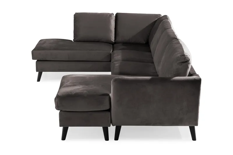 Trend 4-istuttava Vasenkätinen U-muotoinen Sohva Divaanilla ja Leponurkkauksella Sametista - Tummanharmaa - Huonekalut - Sohva - U-Sohva