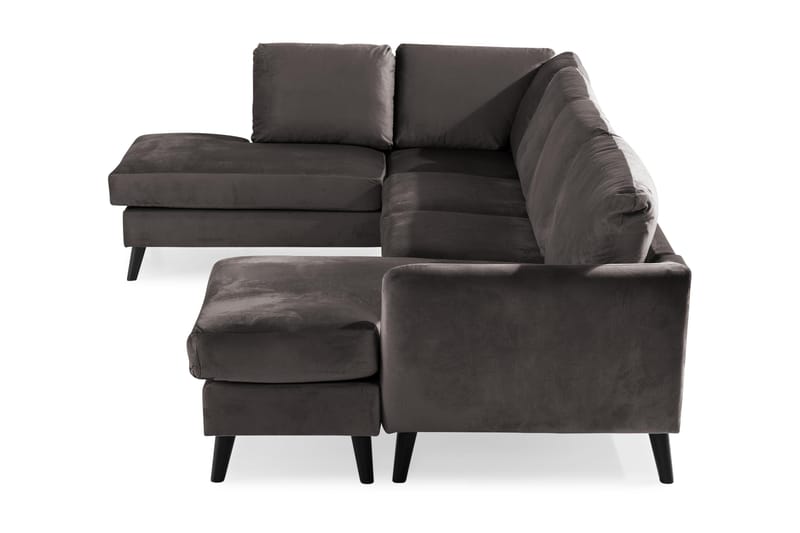 Trend 4-istuttava Vasenkätinen U-muotoinen Sohva Divaanilla ja Leponurkkauksella Sametista - Tummanharmaa - Huonekalut - Sohva - U-Sohva