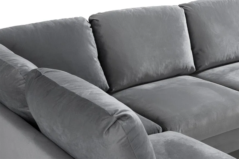 Trend 4-istuttava Vasenkätinen U-muotoinen Sohva Divaanilla ja Leponurkkauksella Sametista - Vaaleanharmaa - Huonekalut - Sohva - U-Sohva