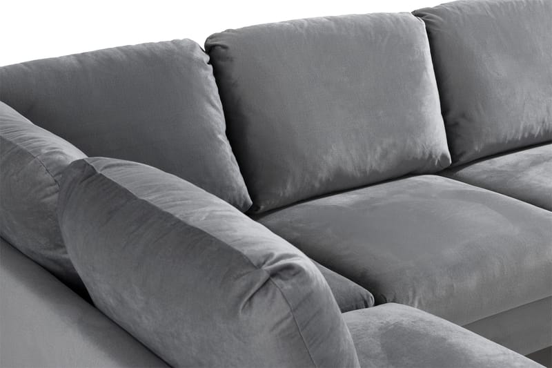 Trend 4-istuttava Vasenkätinen U-muotoinen Sohva Divaanilla ja Leponurkkauksella Sametista - Vaaleanharmaa - Huonekalut - Sohva - U-Sohva