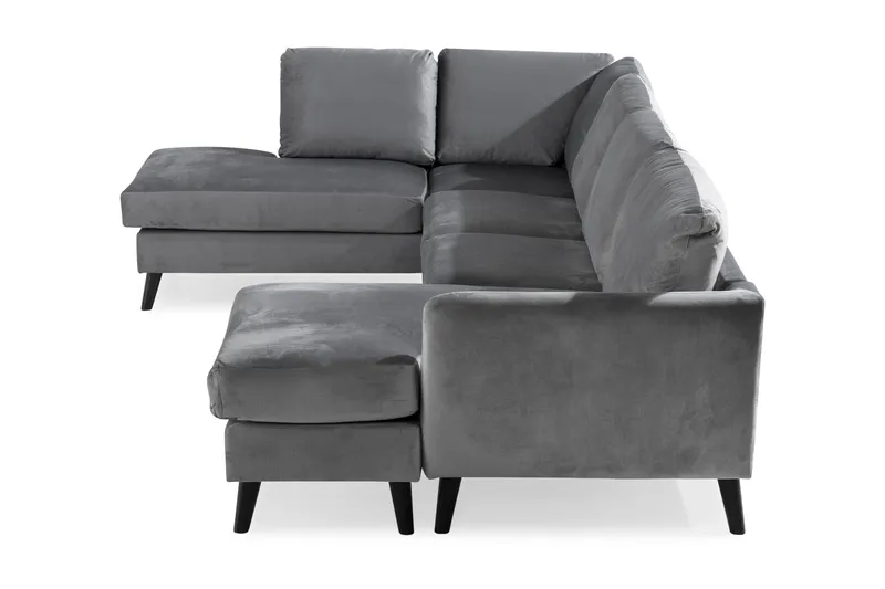 Trend 4-istuttava Vasenkätinen U-muotoinen Sohva Divaanilla ja Leponurkkauksella Sametista - Vaaleanharmaa - Huonekalut - Sohva - U-Sohva