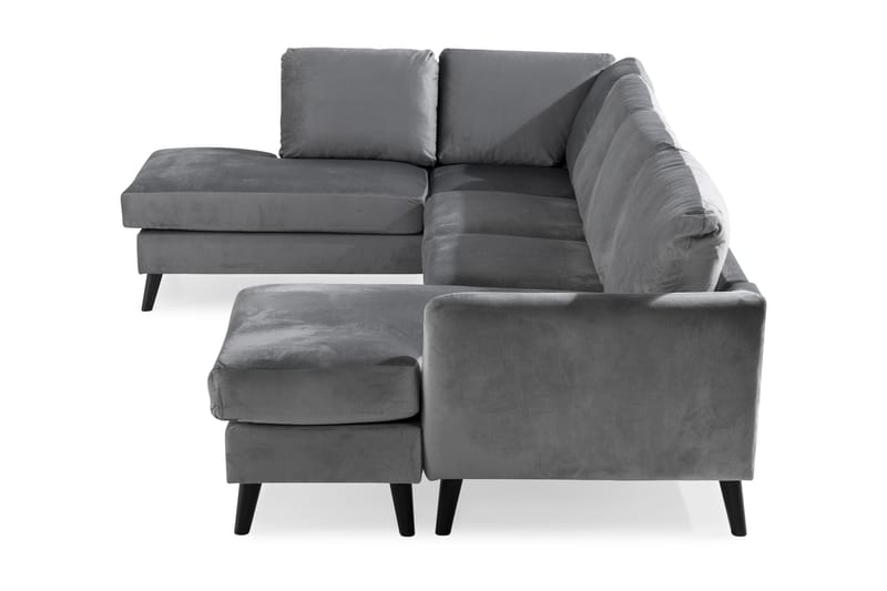 Trend 4-istuttava Vasenkätinen U-muotoinen Sohva Divaanilla ja Leponurkkauksella Sametista - Vaaleanharmaa - Huonekalut - Sohva - U-Sohva