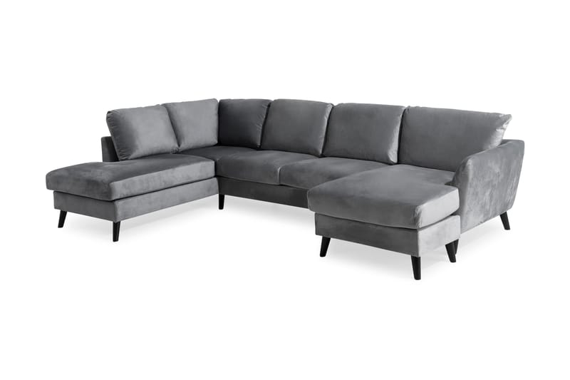 Trend 4-istuttava Vasenkätinen U-muotoinen Sohva Divaanilla ja Leponurkkauksella Sametista - Vaaleanharmaa - Huonekalut - Sohva - U-Sohva