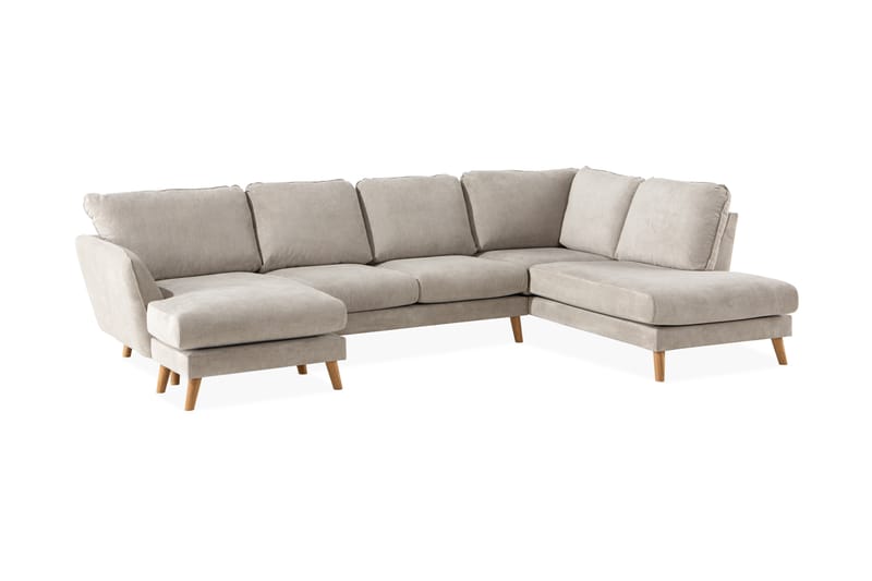 Trend Lyx 4-istuttava Oikeakätinen U-muotoinen Sohva Divaanilla ja Divaanituolilla Kankaalla - Beige - Huonekalut - Sohva - Divaanisohva