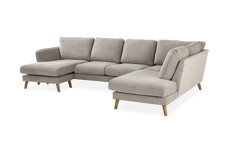 Trend Lyx 4-istuttava Oikeakätinen U-muotoinen Sohva Divaanilla ja Divaanituolilla Kankaalla - Beige - Huonekalut - Sohva - Divaanisohva